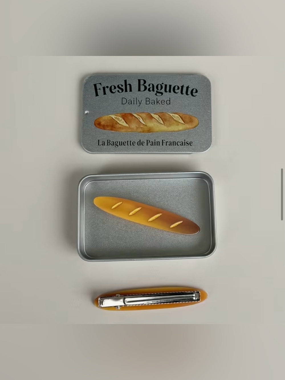 7/$70 2pcs French Baguette Hair Clips Metal Storage Tin Box Hair Barrettes 🔖